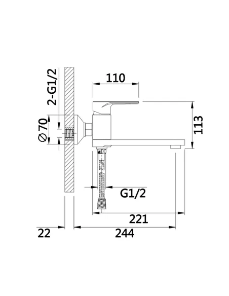 Змішувач для ванни Q-Tap Jay QTJAY260CRW45554 Chrome White з душовим набором