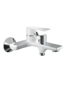 Смеситель для ванны Haiba Alex 009 Euro White-Chrome HB9568 с душевым набором, белый