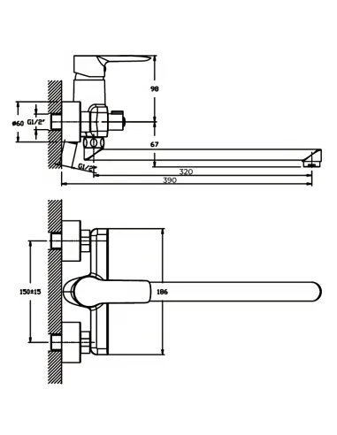 Змішувач для ванни Haiba Columbia 006 HB0039 із душовим набором