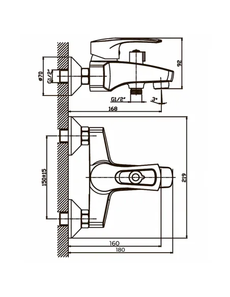 Смеситель для ванны Haiba Germes 009 HB0141 с душевым набором