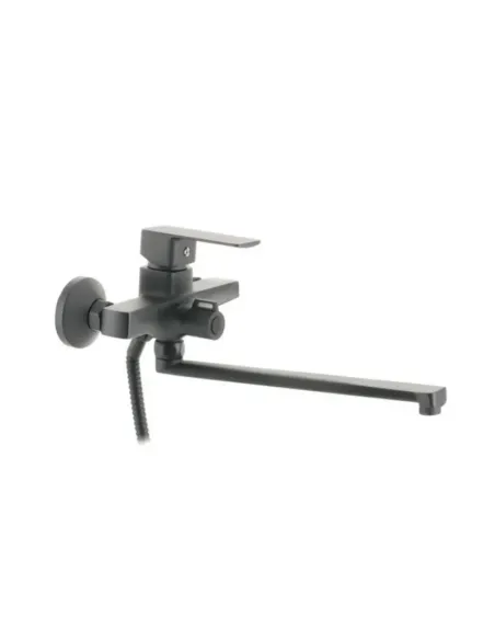 Смеситель для ванны Haiba Kubus 006 Euro Graphite HB4006 с душевым набором, графитовый Смеситель для ванны Haiba Kubus 006 Euro Graphite HB4006 с душевым набором, графитовый