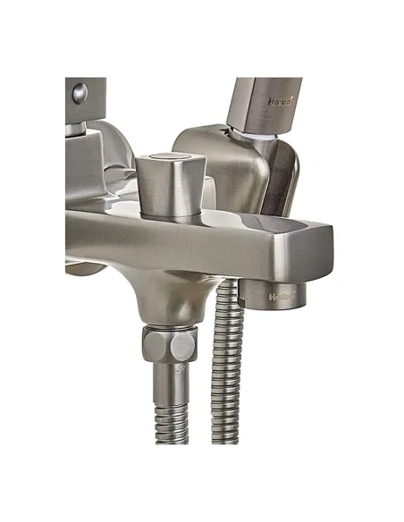 Змішувач для ванни Haiba Kubus 009 Euro Graphite HB4007 з душовим набором, графітовий.