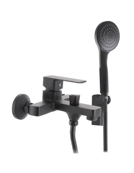 Смеситель для ванны Haiba Kubus 009 Euro HB3932 с душевым набором, черный Смеситель для ванны Haiba Kubus 009 Euro HB3932 с душевым набором, черный
