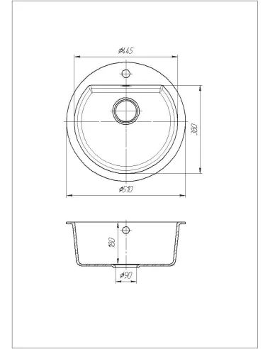 Мойка кухонная каменная круглая Romzha Kolo Avena 501, 510x510x192 мм - 4