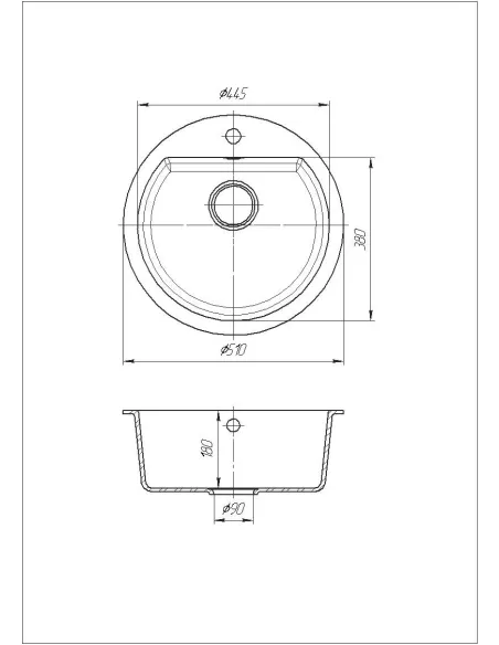 Мойка кухонная каменная круглая Romzha Kolo Avena 501, 510x510x192 мм - 4