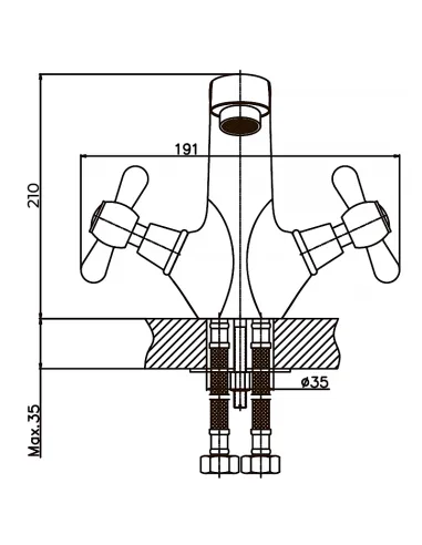 Змішувач для раковини Haiba Dominox 161 HB0073, двовентильний