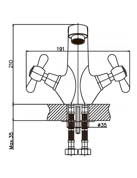 Змішувач для раковини Haiba Dominox 161 HB0073, двовентильний