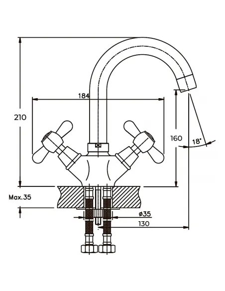 Змішувач для раковини Haiba Dominox 274 HB0088, двовентильний