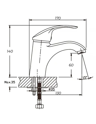Змішувач для умивальника Haiba Fabio 001 HB0104, одноважільний