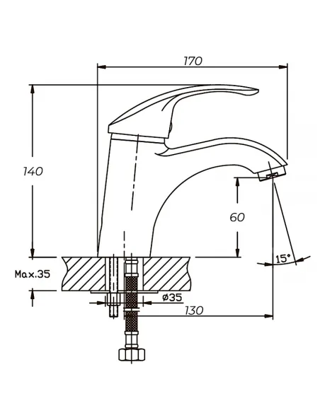 Змішувач для умивальника Haiba Fabio 001 HB0104, одноважільний