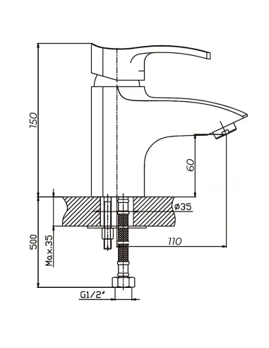 Змішувач для умивальника Haiba Focus 001 HB0111, одноважільний