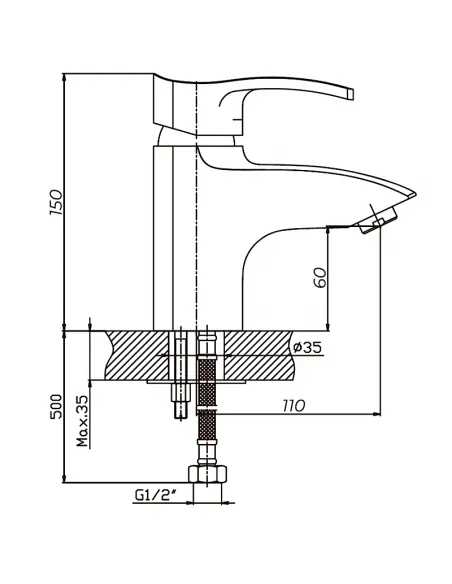 Смеситель для умывальника Haiba Focus 001 HB0111, однорычажный