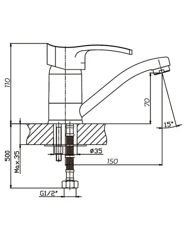 Змішувач для умивальника Haiba Focus 004 вилив 15 см HB0117, одноважільний