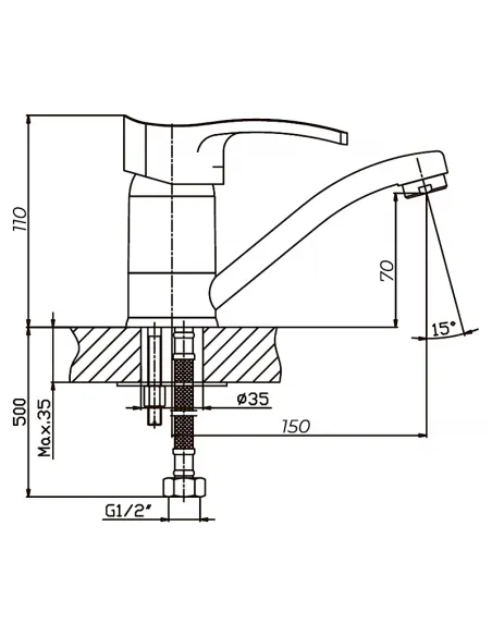 Смеситель для умывальника Haiba Focus 004 излив 15 см HB0117, однорычажный