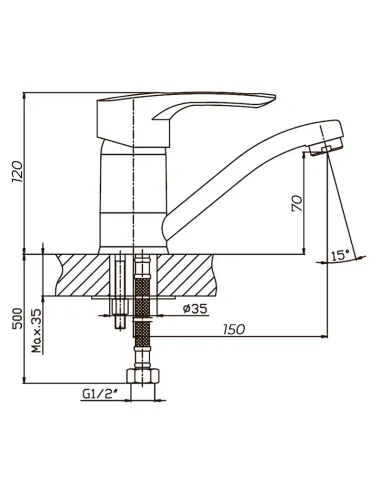 Змішувач для умивальника Haiba Hansberg 004 вилив 15 см HB0191, одноважільний