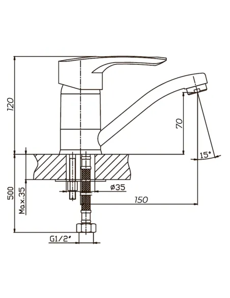Смеситель для умывальника Haiba Hansberg 004 излив 15 см HB0191, однорычажный