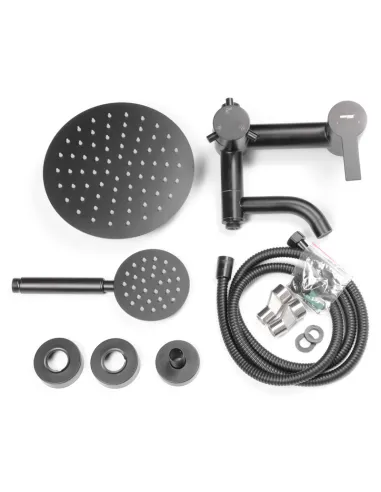 Душевая система Mixxus NOX-009-J SUS304 Black нержавеющая сталь, с изливом