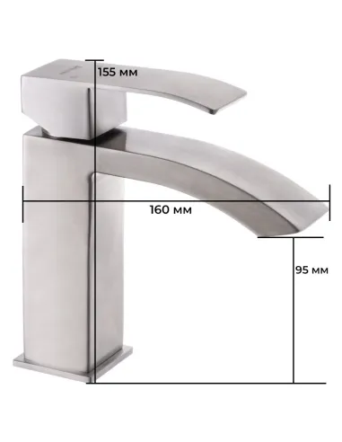 Змішувач для умивальника Mixxus AMA 001, нержавіюча сталь, одноважільний