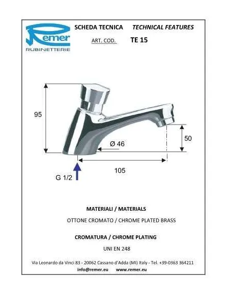 Кран дозатор для умивальника Remer Tempor TE15 (1/2) - 1
