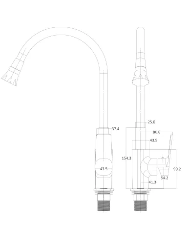 Смеситель для кухни Globus Lux Bonn GLB-0203SA-GP-B01, с гибким изливом