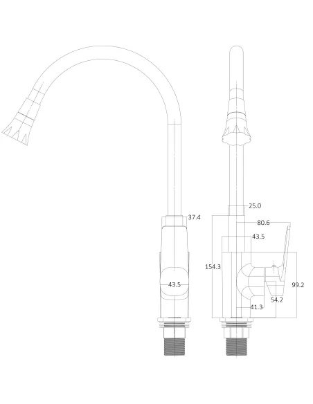 Змішувач для кухні Globus Lux BONN GLB-0203SA-B01, з гнучким виливом