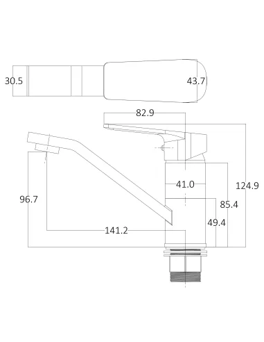 Змішувач для умивальника Globus Lux BONN GLB-0203MQ, одноважільний