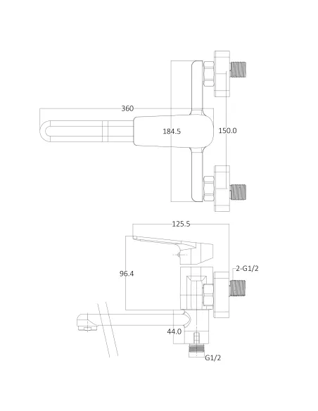 Смеситель для ванны Globus Lux Bonn GLB-0208, с душевым набором