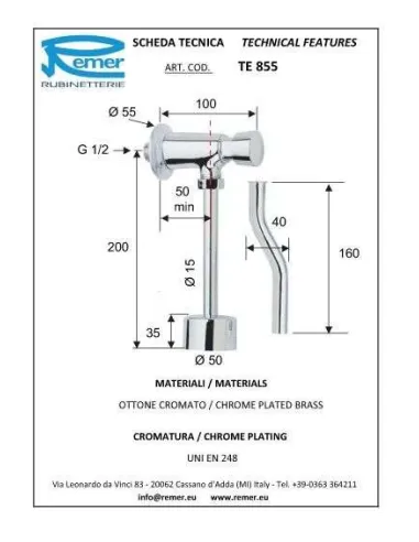 Кран дозатор для писсуара Remer Tempor TE855 (1/2) - 1