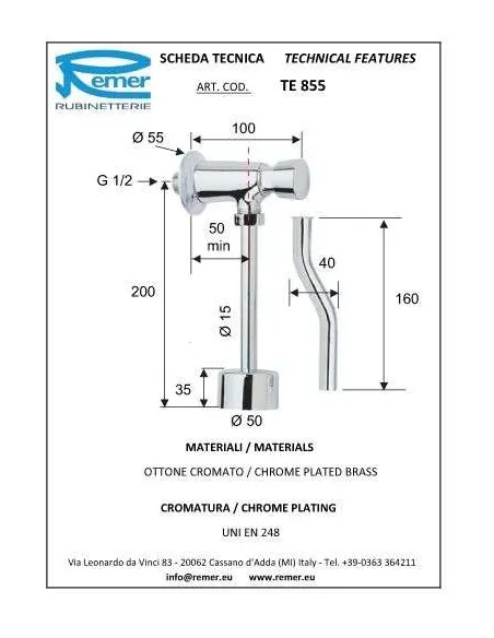 Кран дозатор для писсуара Remer Tempor TE855 (1/2) - 1