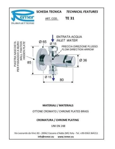 Кран дозатор для душа Remer Tempor TE31 (1/3) - 2