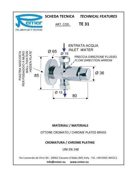 Кран дозатор для душа Remer Tempor TE31 (1/3) - 2