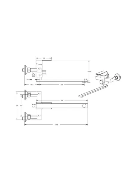 Змішувач для ванни Venta VC302DS з душовим набором, нержавіюча сталь.
