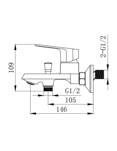 Смеситель для ванны Venta BT335KC, с душевым набором