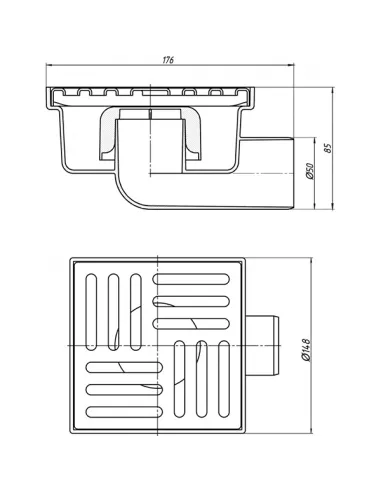 Канализационный трап Ani Plast ТА 5112, мокрый затвор