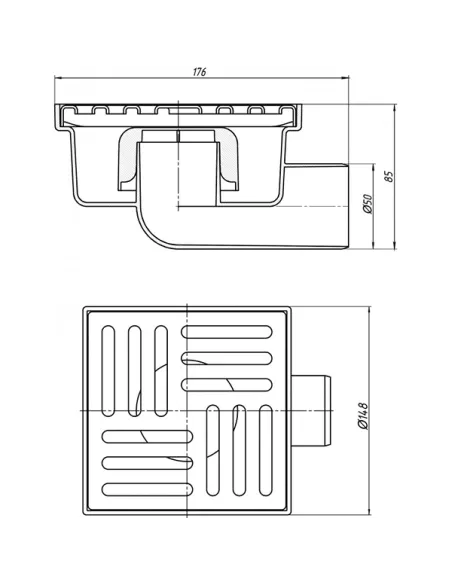 Канализационный трап Ani Plast ТА 5112, мокрый затвор