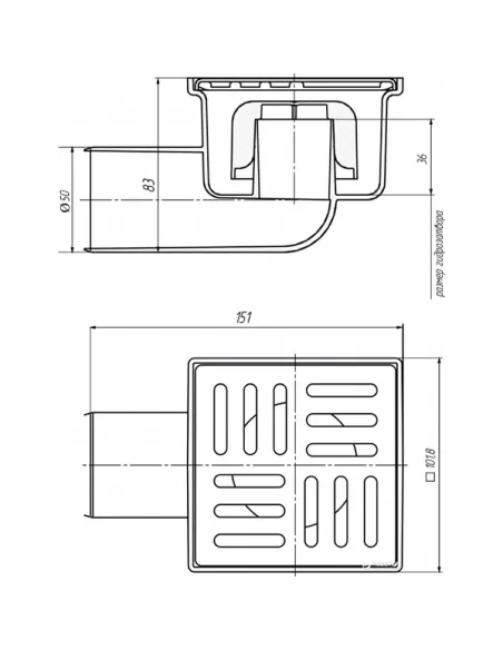 Канализационный трап Ani Plast ТА 5104, мокрый затвор