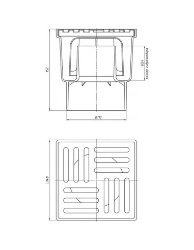 Каналізаційний трап Ani Plast ТА 1212, мокрий затвор