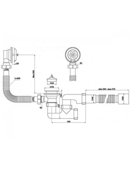 Сифон для ванны Ani Plast Е 256 с переливом, 40 мм