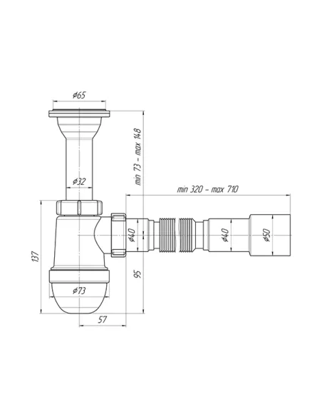 Сифон для умывальника Ani Plast С 20 15 с гибкой гофрой, 1.25 дюйма