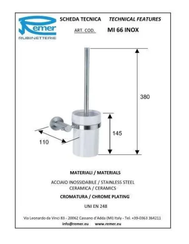 Йоршик для унітазу Remer Minimal MI 66 Inox - 1