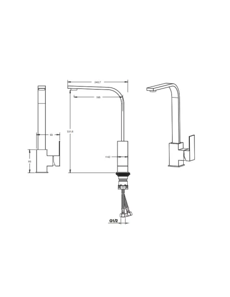 Змішувач для кухні Venta VC402FB, нержавіюча сталь, чорний