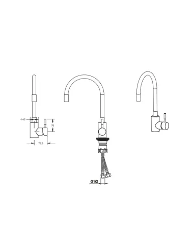 Смеситель для кухни Venta VS452SB, с гибким изливом, черный