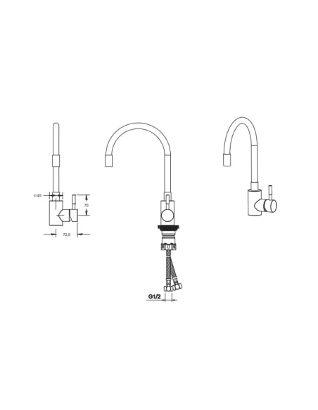 Смеситель для кухни Venta VS452SB, с гибким изливом, черный