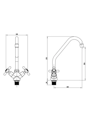 Смеситель для кухни Venta VD426UC, двухвентильный