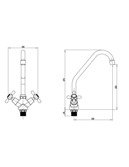 Смеситель для кухни Venta VD426UC, двухвентильный