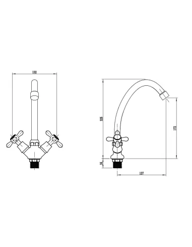 Змішувач для кухні Venta VD416UC, двовентильний