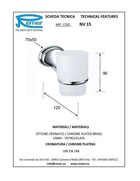 Склянка Remer 900 NV15 (одинарна, настінна) - 1