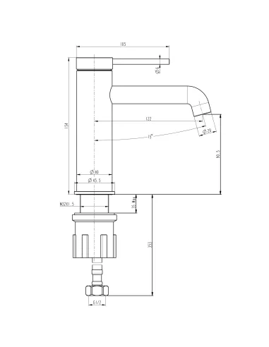 Змішувач для умивальника Topaz Loft TLF 32201-H75-C, одноважільний