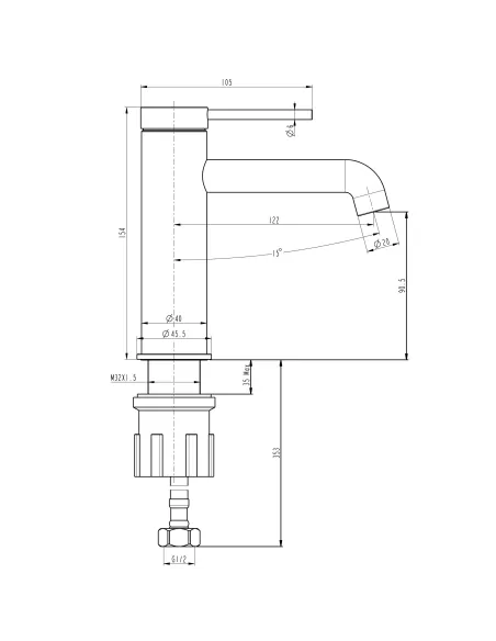Смеситель для умывальника Topaz Loft TLF 32201-H75-C, однорычажный