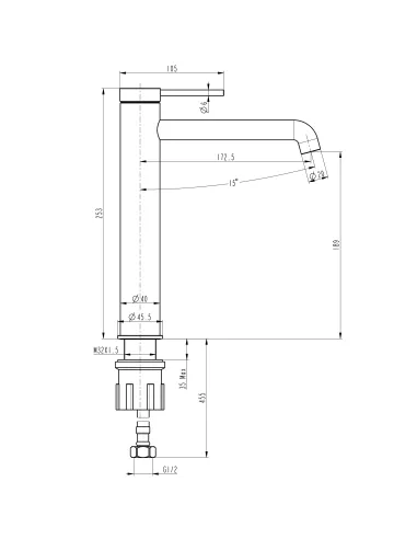 Змішувач для умивальника Topaz Loft TLF 32203-H75-C, одноважільний